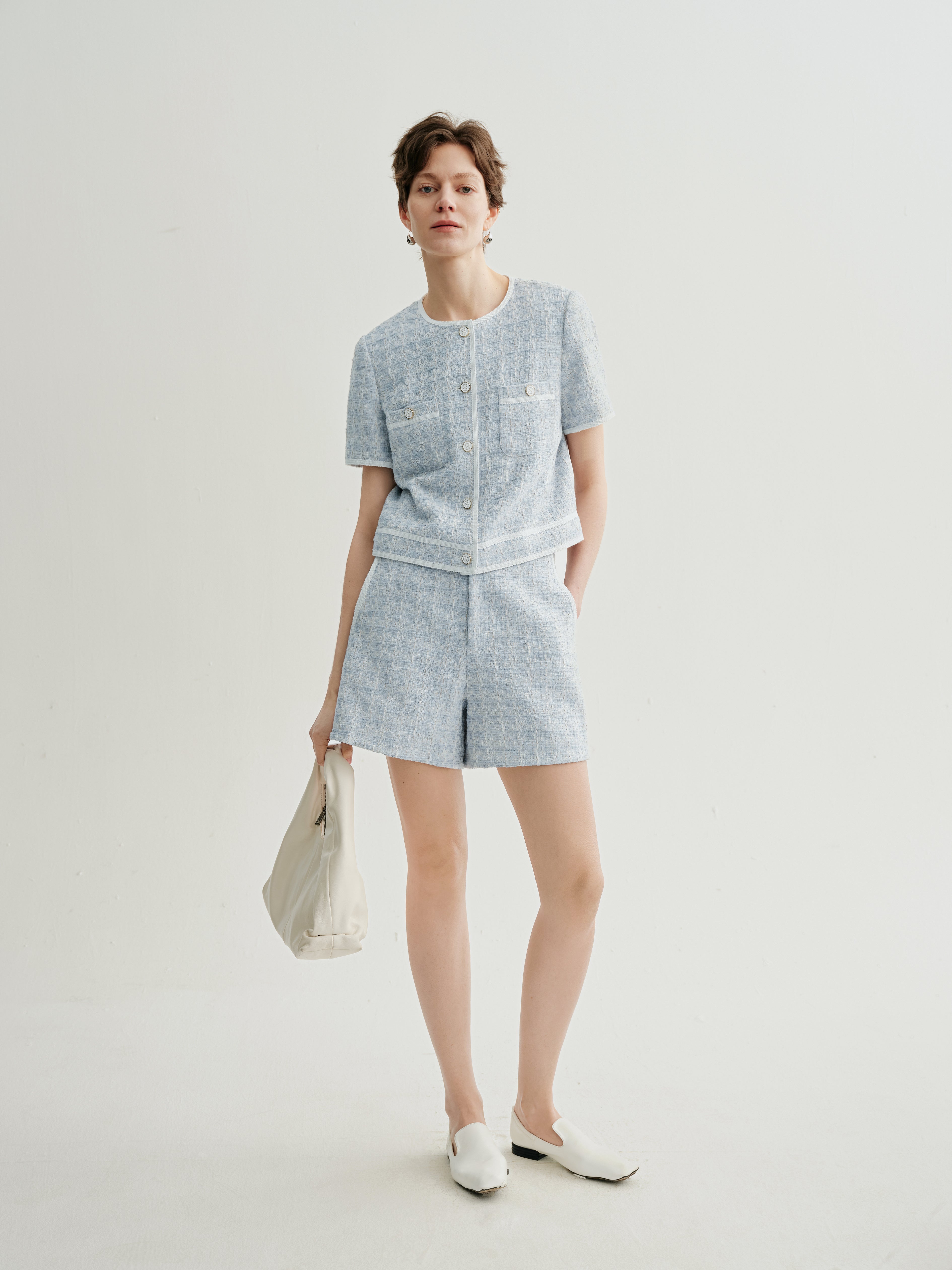 Short Sleeve Tweed Jacket