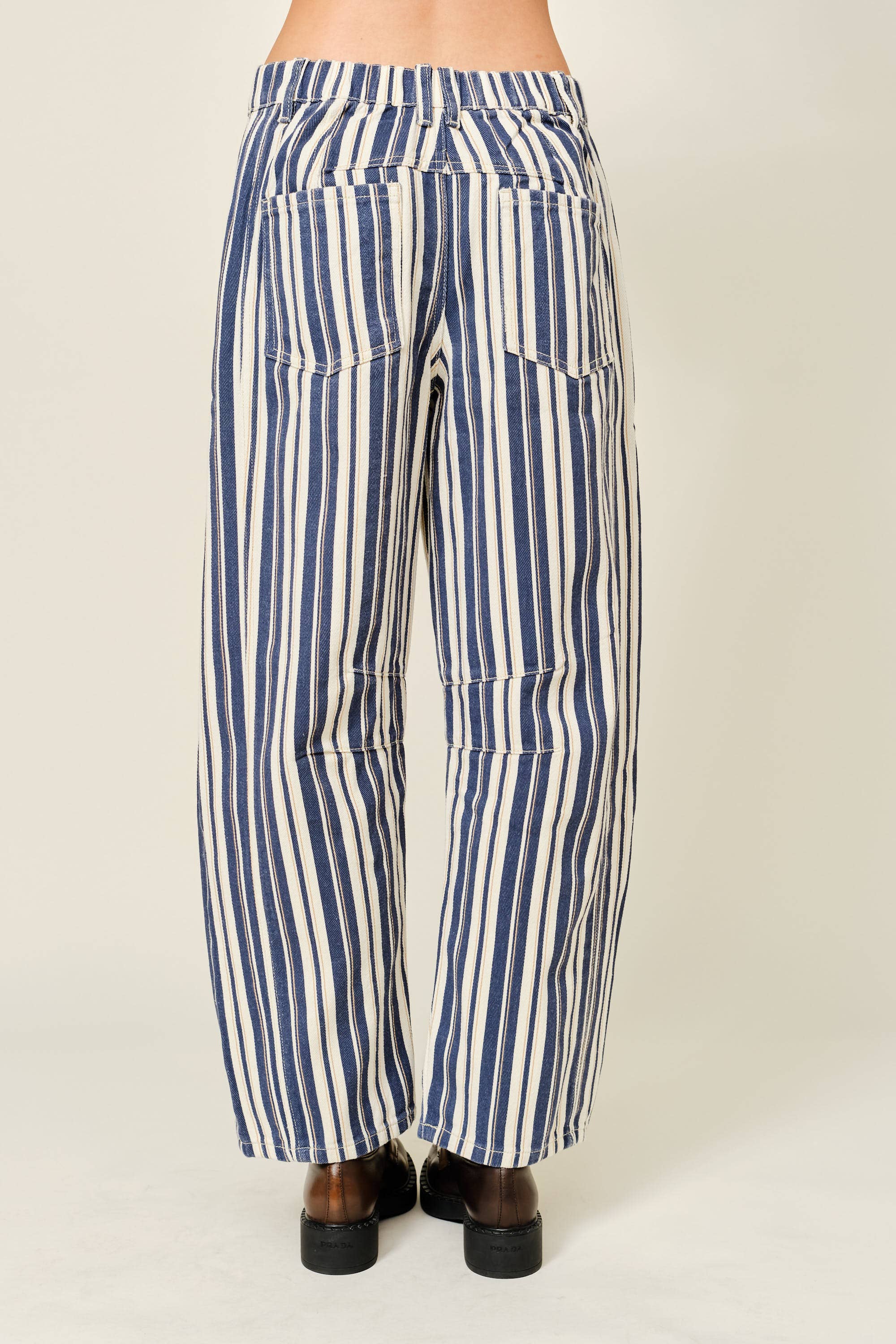 Striped Cotton Barrel Pants