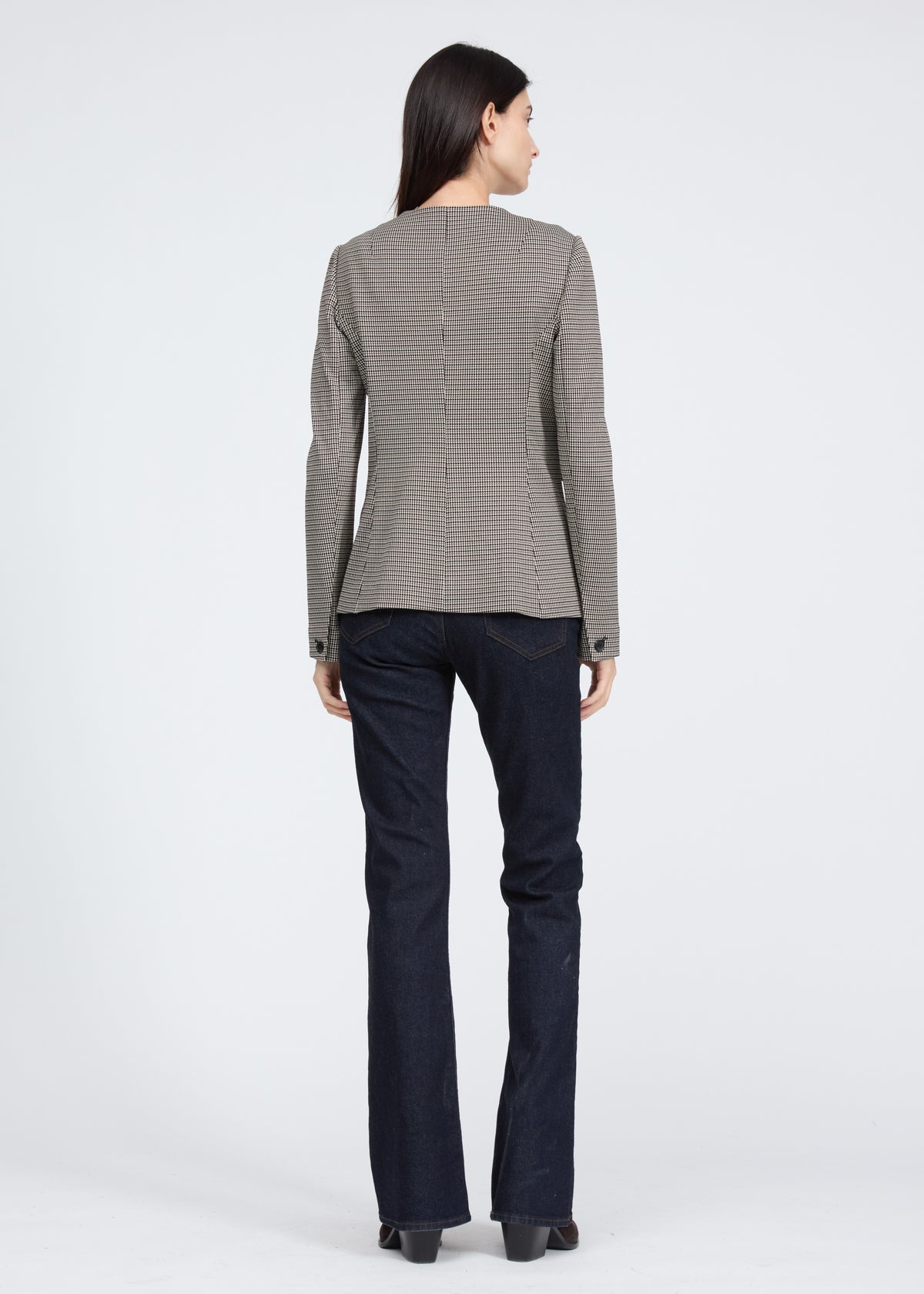 Collarless Jacquard Blazer