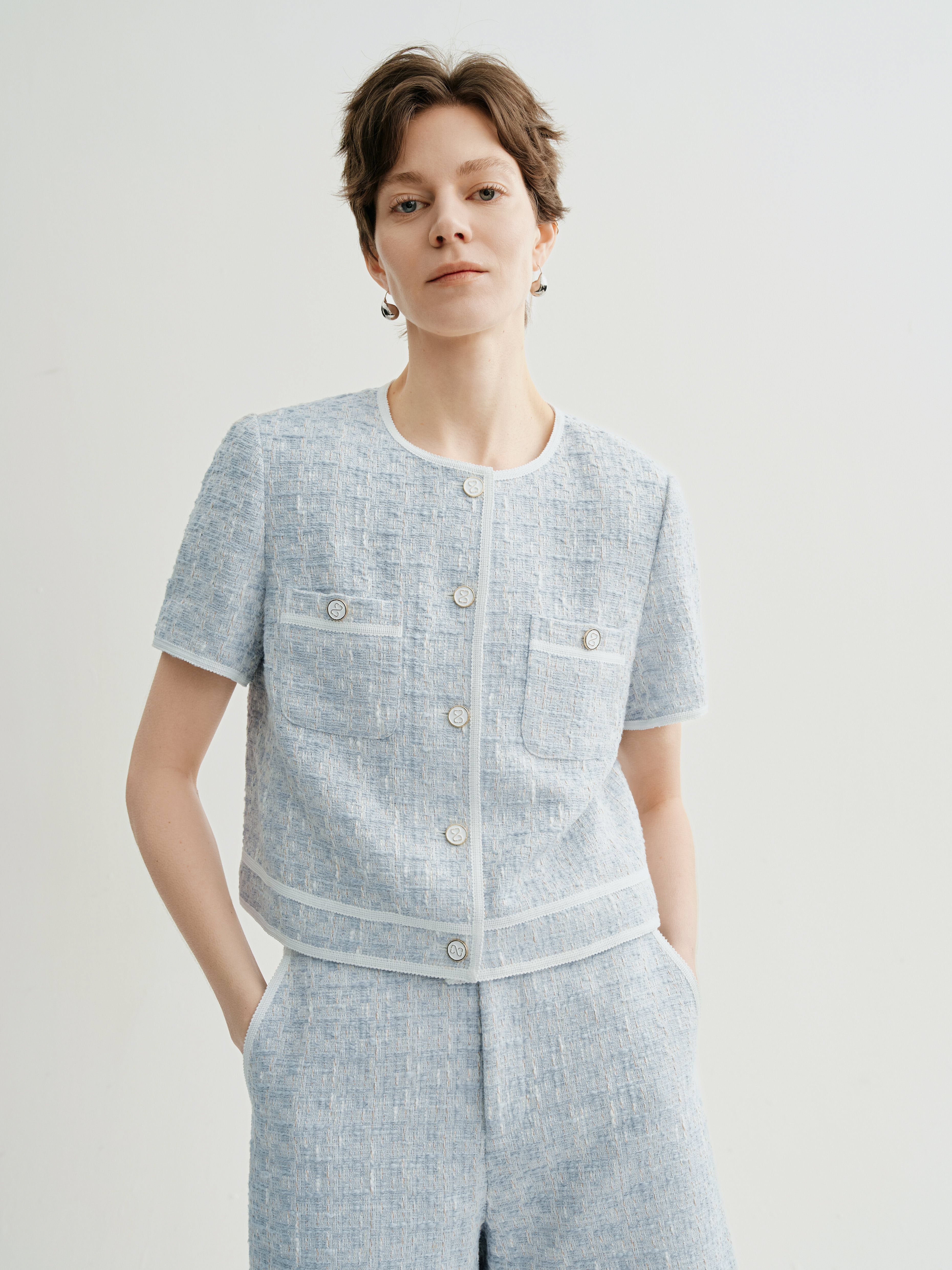 Short Sleeve Tweed Jacket