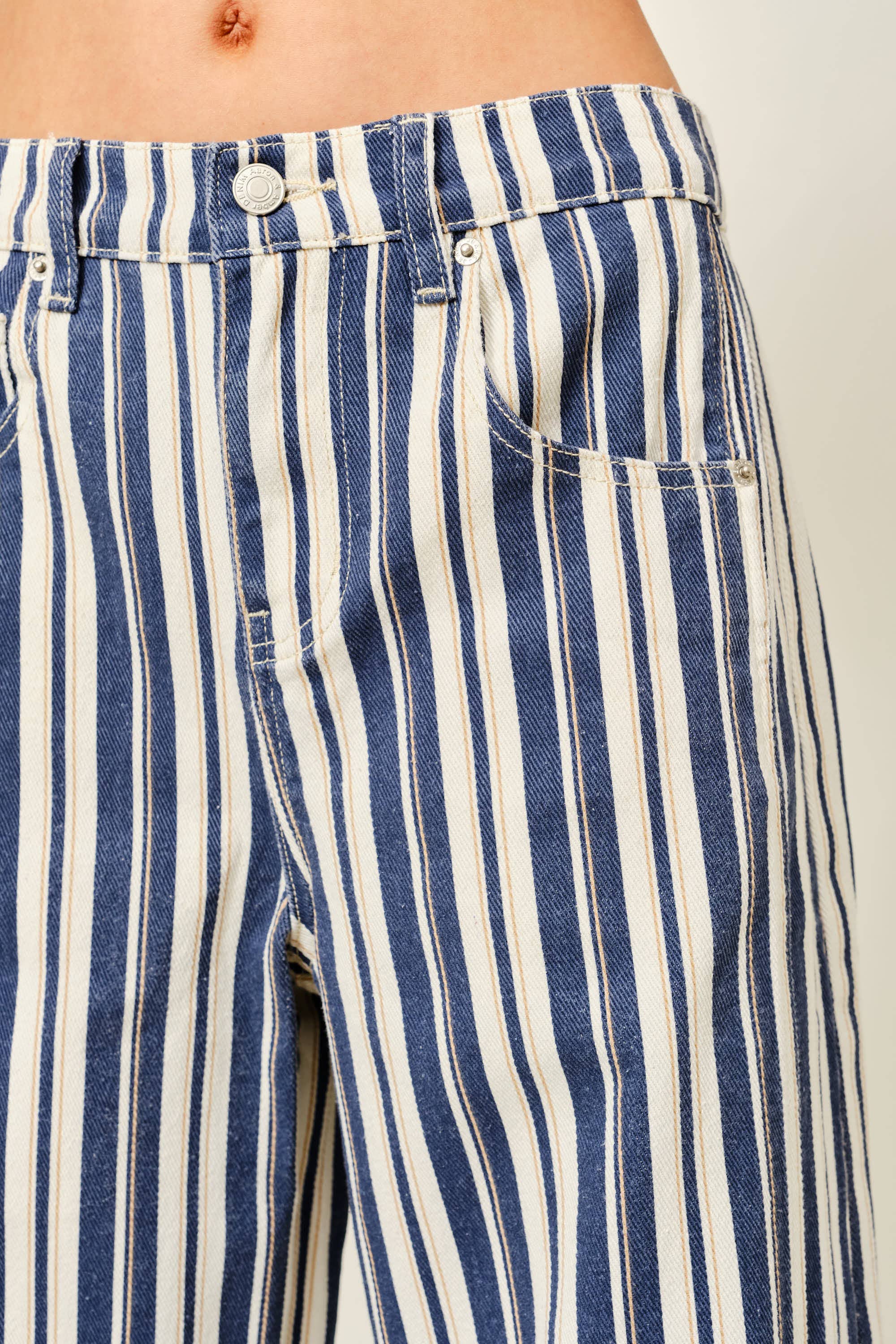 Striped Cotton Barrel Pants