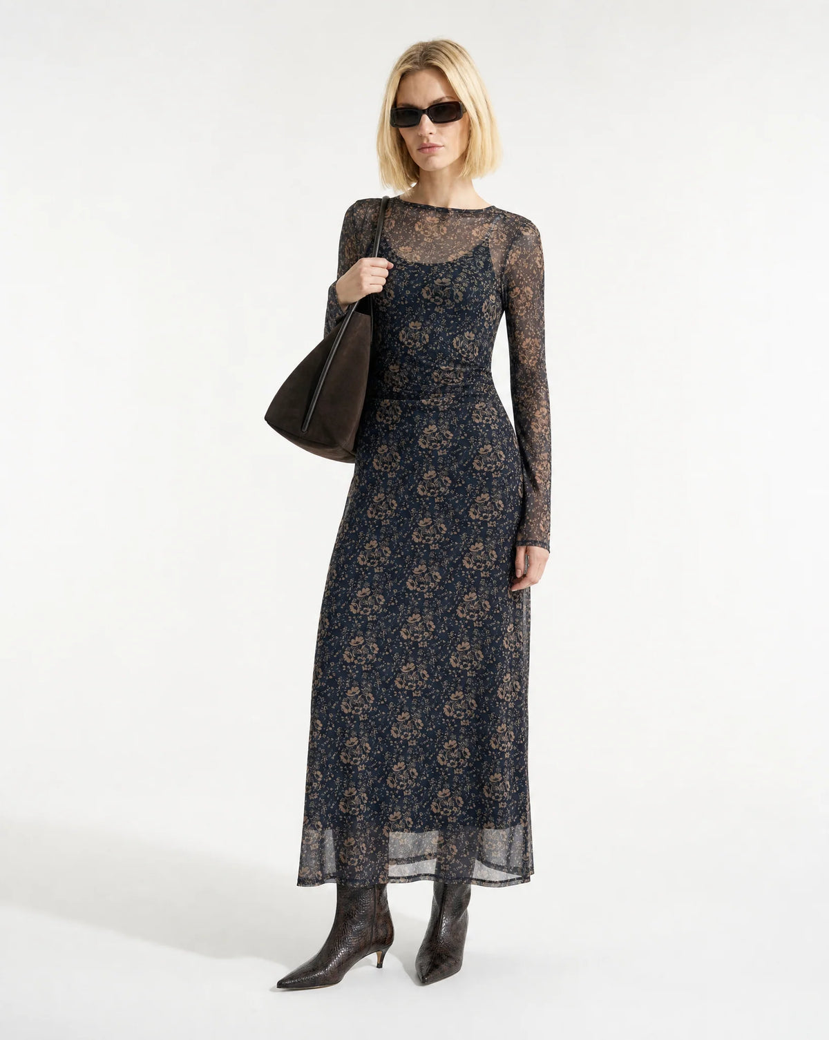 Printed Mesh Dress