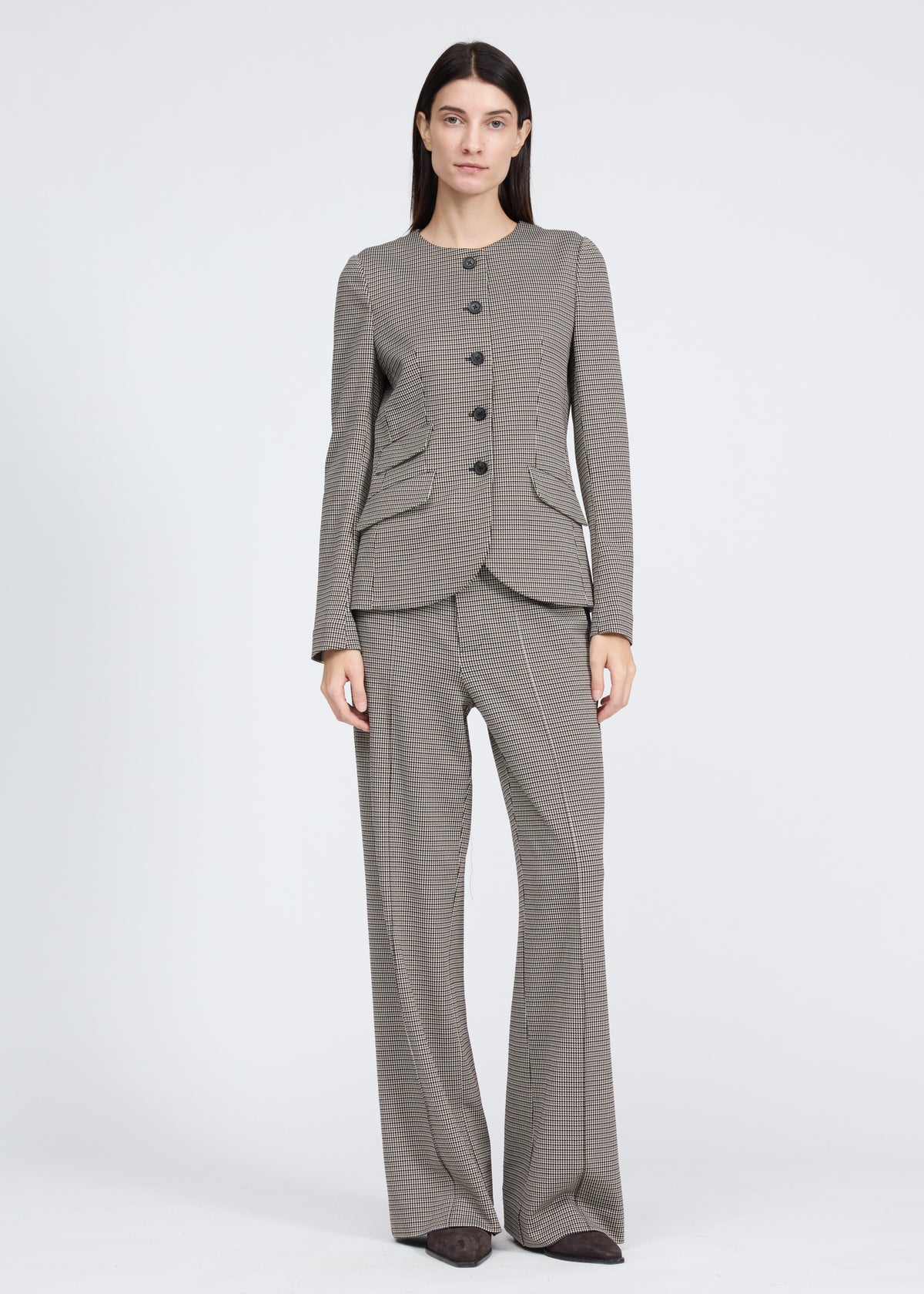 Collarless Jacquard Blazer