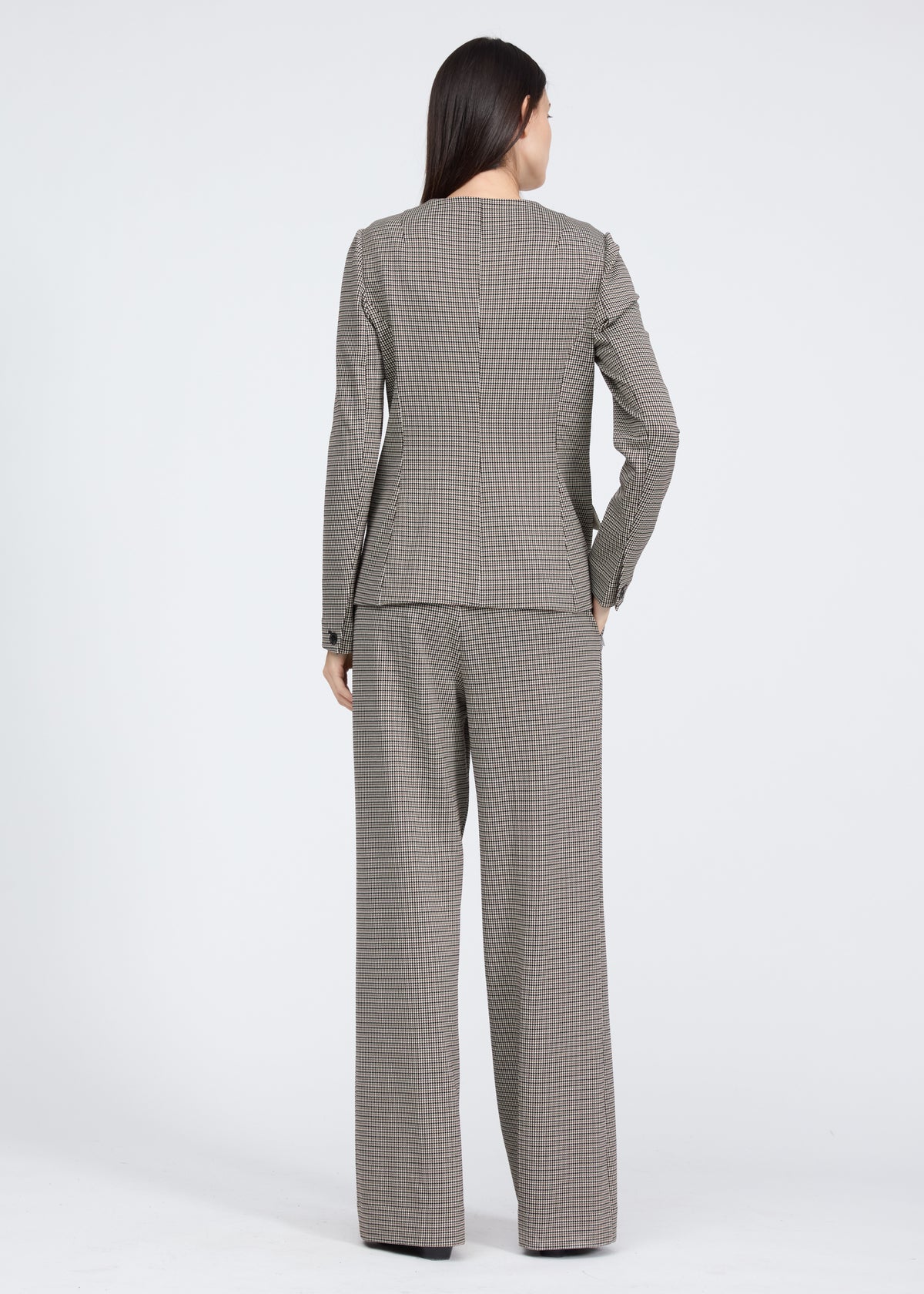 Collarless Jacquard Blazer