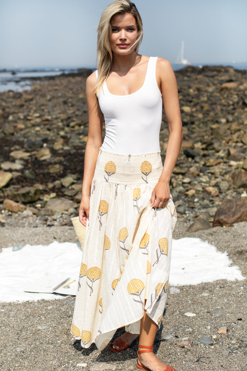 Smocked Maxi Skirt